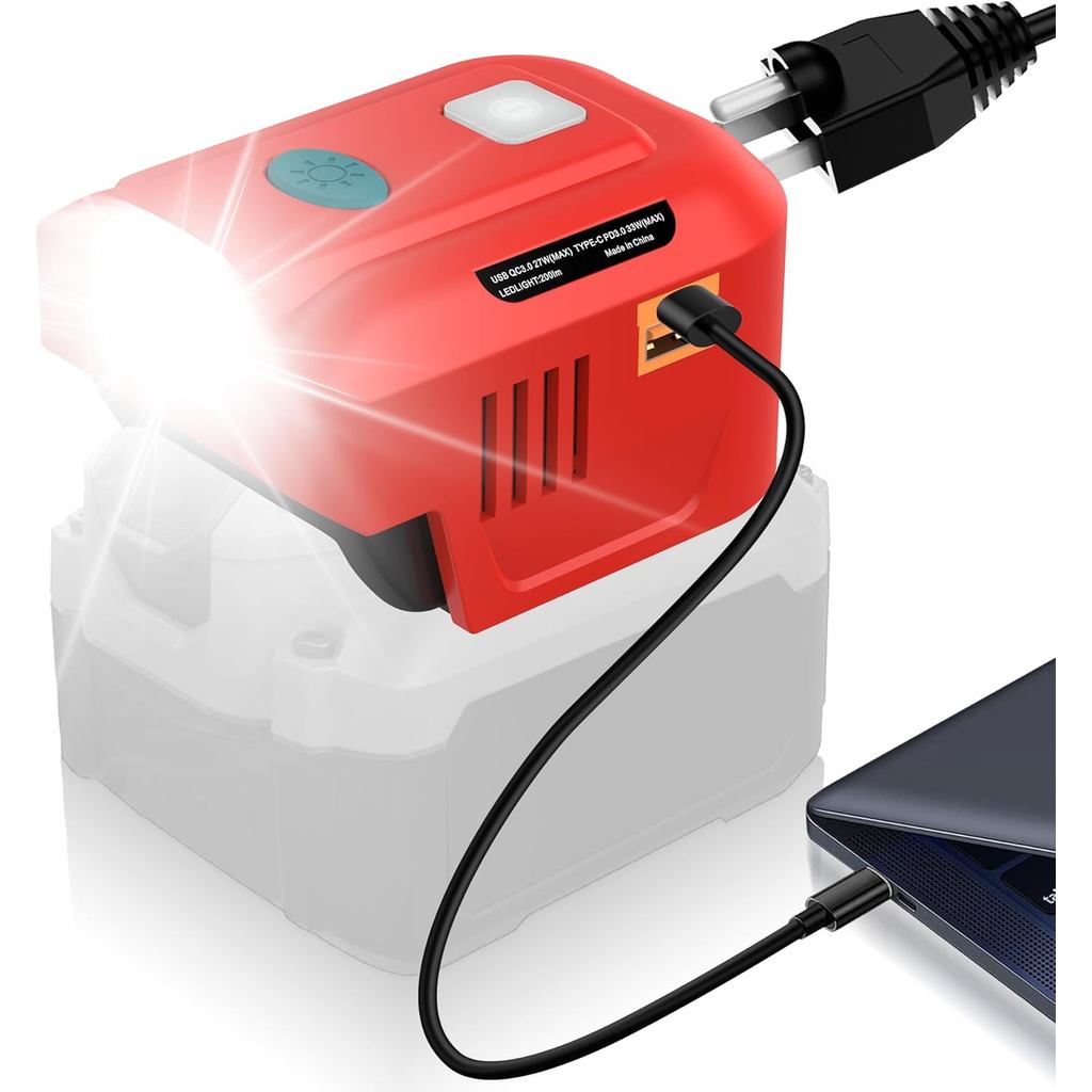 Inverter Kuasa untuk Bateri Craftsman 20V, Inverter Bekalan Kuasa Mudah Alih 200W DC 20V ke AC 120V untuk Craftsman dengan Soket AC & Lampu LED (Tanpa Bateri)