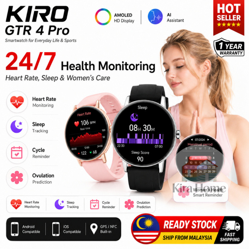 KIRO GTR 4 Pro Smart Watch | AMOLED Display | ChatGPT | WahtsApp Reply | 5ATM Waterproof | Bluetooth Call