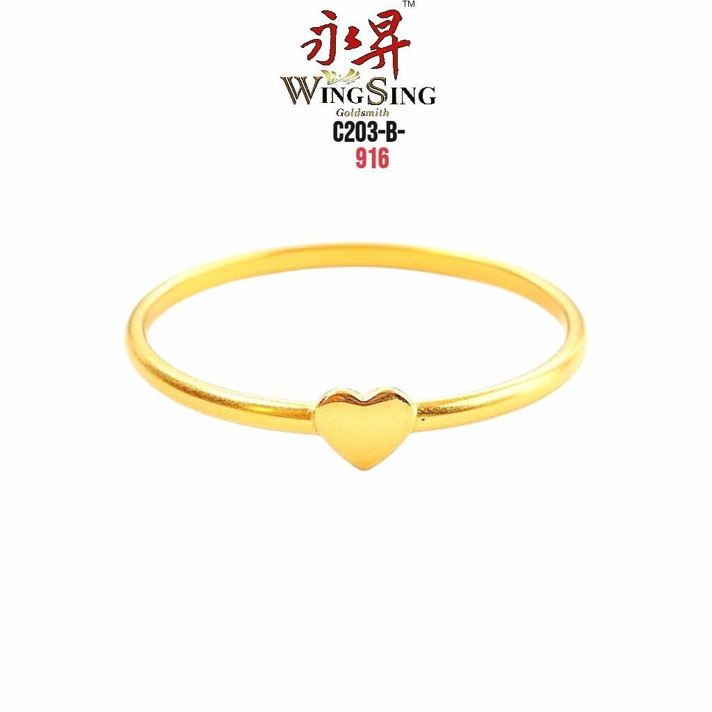 Wing Sing Cincin Love Minimalist Padu Emas 916 / 916 极简爱心戒指  / 916 Love Golden Solid Ring