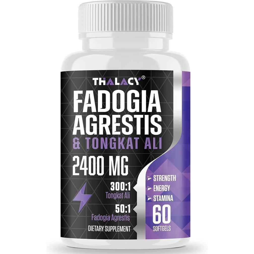 2400mg Fadogia Agrestis Tongkat Ali Supplement - Fadogia Agrestis 1400mg & Tongkat Ali 1000mg Ultra Blend, Maximum Strength, Muscle Mass & Athletic Performance, 60 Softgels