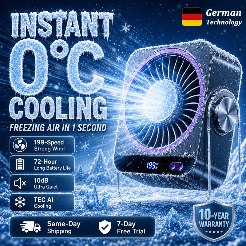 ✅1-Second ICE Wind🧊 Desk Fan 60000mAh Air Circulator Fan 199-Speed Adjustable 360° Rotation Table Fan