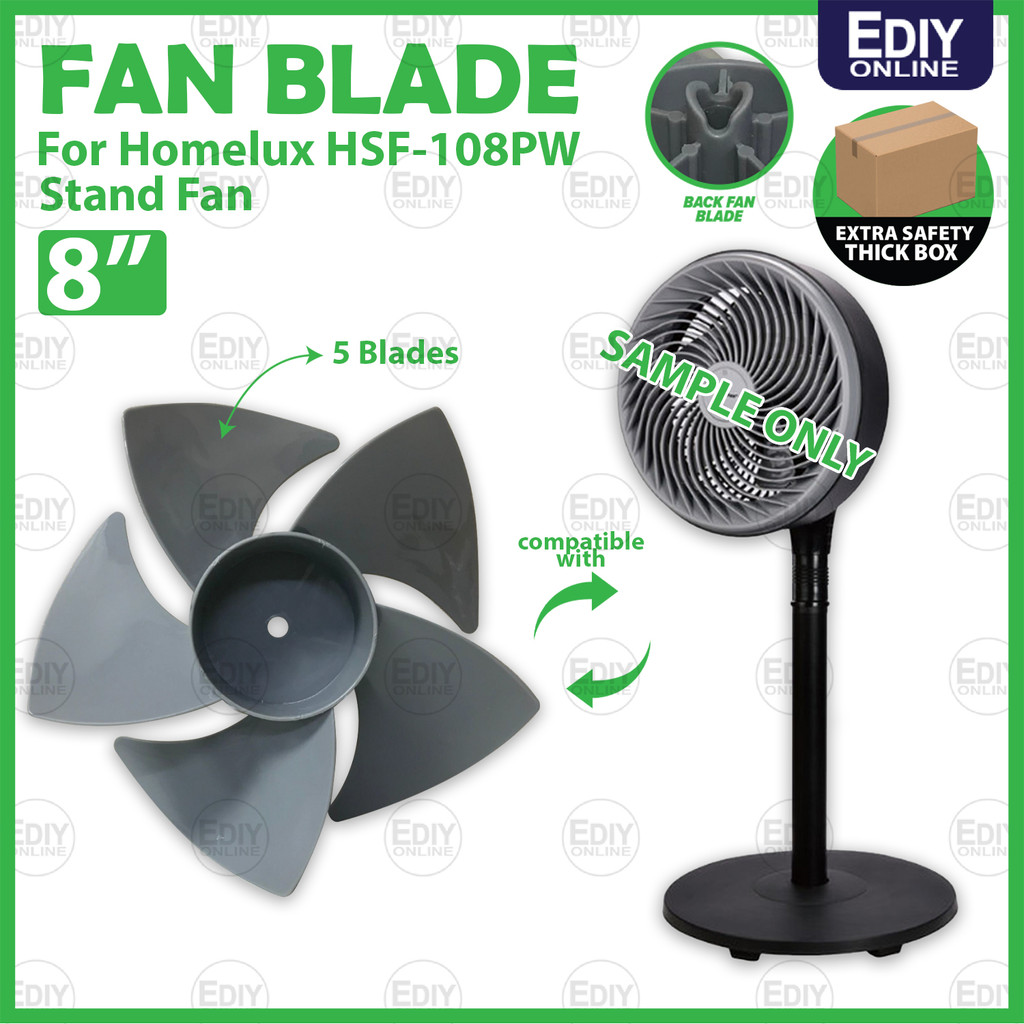 FAN BLADE for Homelux HSF-108PW Stand Fan 8" Table fan Turbo Gale Fan blade knob Bilah kipas meja Berdiri