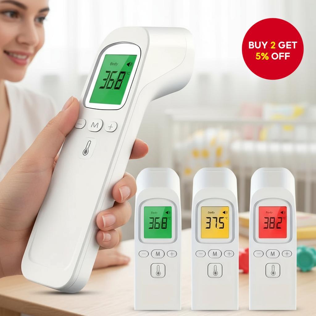Infrared Forehead Thermometer for Adults and Babies – Non-Contact Digital Fever Checker for Holiday Use Termometer Dahi Inframerah untuk Dewasa dan Bayi – Pengesan Demam Digital Tanpa Sentuhan untuk Kegunaan Cuti