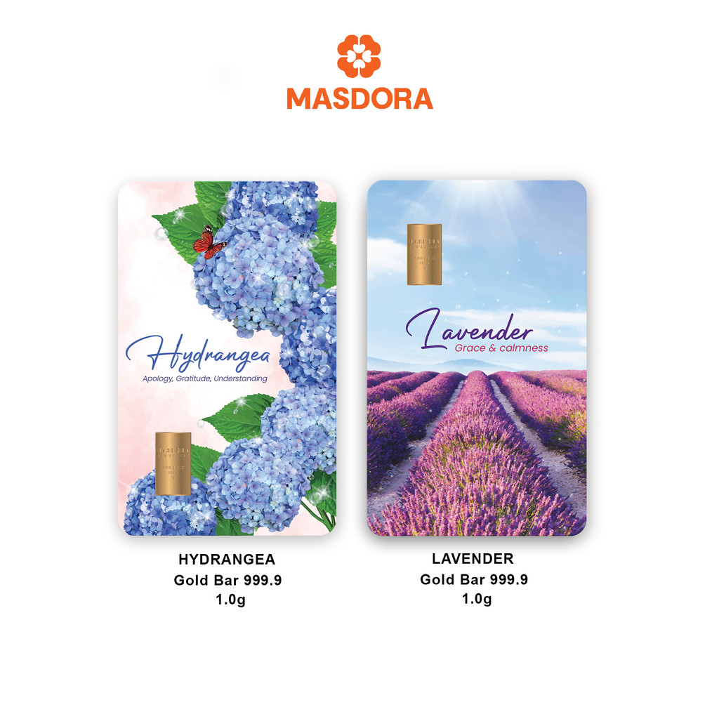 MASDORA 999.9 Gold Bar 1.00GM COMBO (1.00GM x 2) ~ Hydrangea +&hellip;