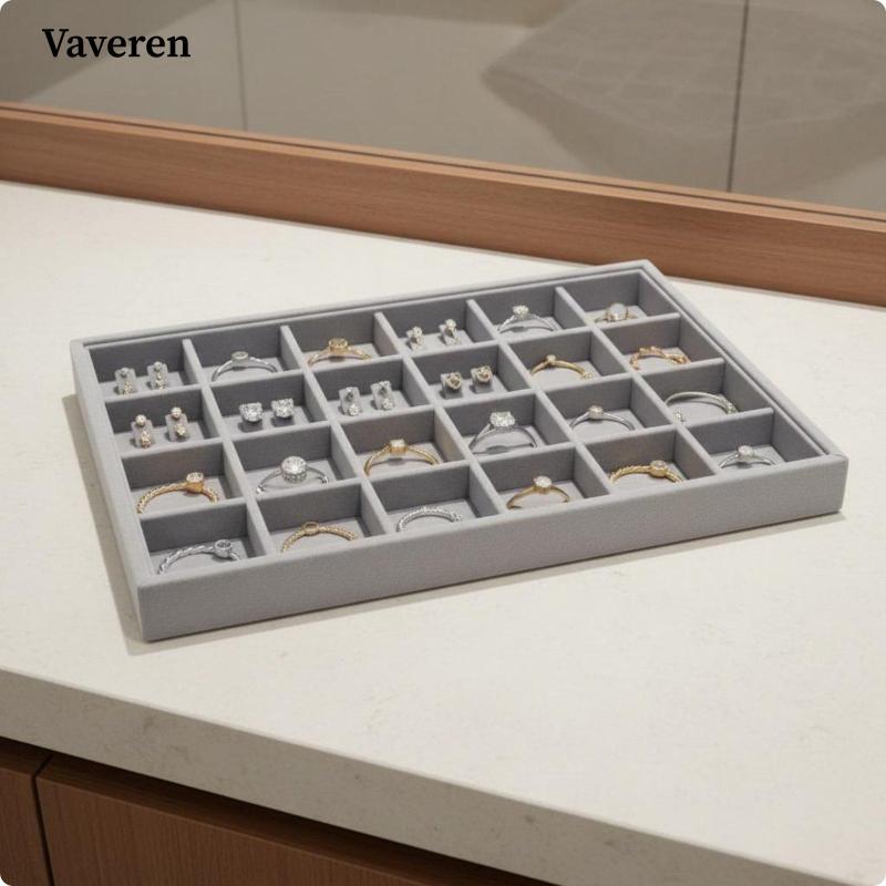 [Vaveren] Velvet Jewelry Display Tray Organizer Necklace Ring Earring Bracelet Holder Elegant Jewelry Packaging for Business