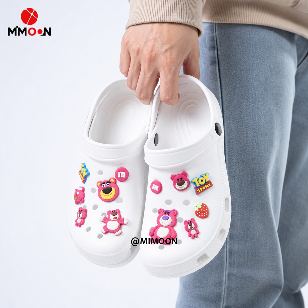 Mimoon Sandal Lotso ToyStory I Eco-Friendly EVA Slide Sandals with 3D Charms I Comfortable Anti-Slip for Women and Men