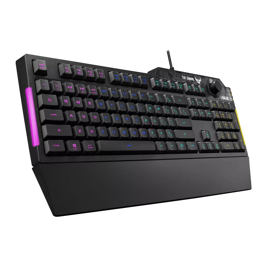 ASUS TUF GAMING K1 WIRED RGB KEYBOARD RA04 WITH DEDICATED VOLUME KNOB, SPILL-RESISTANCE, SIDE LIGHT 