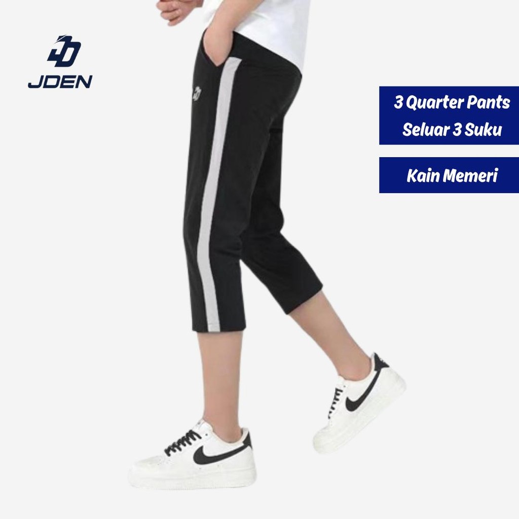 JDEN 3 Quarter Side Line Mid Long Pants - Seluar 3 Suku Lelaki Casual Running