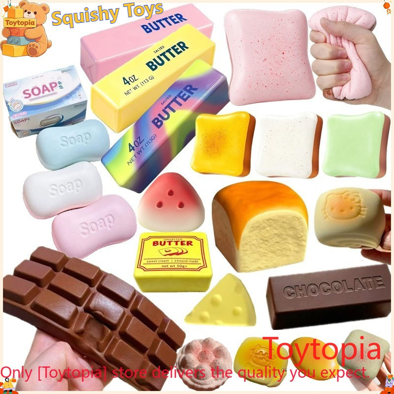 Cheese Squishy Slow Rising Dumpling Squishy Bread Butter Squeeze Toy Sensory Stress Relief Squishies Soft & Stretchy Fidget Toys for Anxiety Relief Party Favors