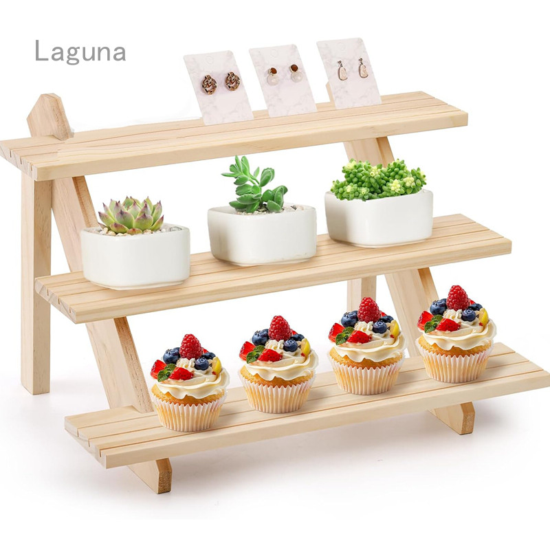 [Laguna] Wooden Multi-Layer Storage Display Rack Storage Rack Solid Wood Ladder Storage Rack Display Rack/Rak Tangga Kayu, 3 / 4 Lapisan, Penyimpanan Paparan Barang Kemas 木质展示架