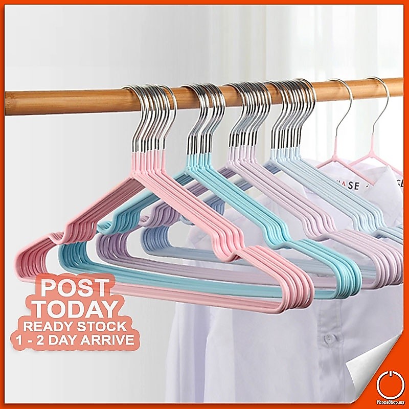 - Premium Steel Wire Hanger Children Adult Clothes Drying Shirt Hook Penyangkut Baju 防滑衣架