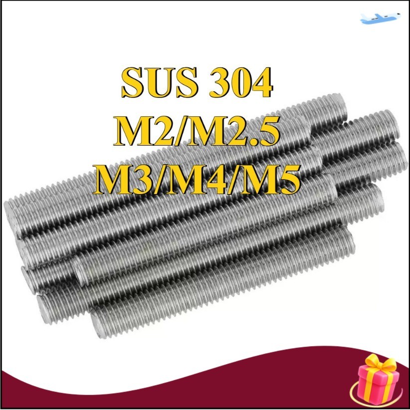304 stainless steel full thread tooth stick tooth strip thick thread M2/M2.5/M3/M4/M5 * L16-500mm《WDY-MB》