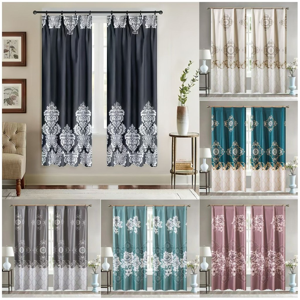【Hari Raya Aidilfitri 2026】Langsir Tingkap Murah ✨ Langsir Pintu Curtain Hook & Rod 2IN1 Function Semi Blackout