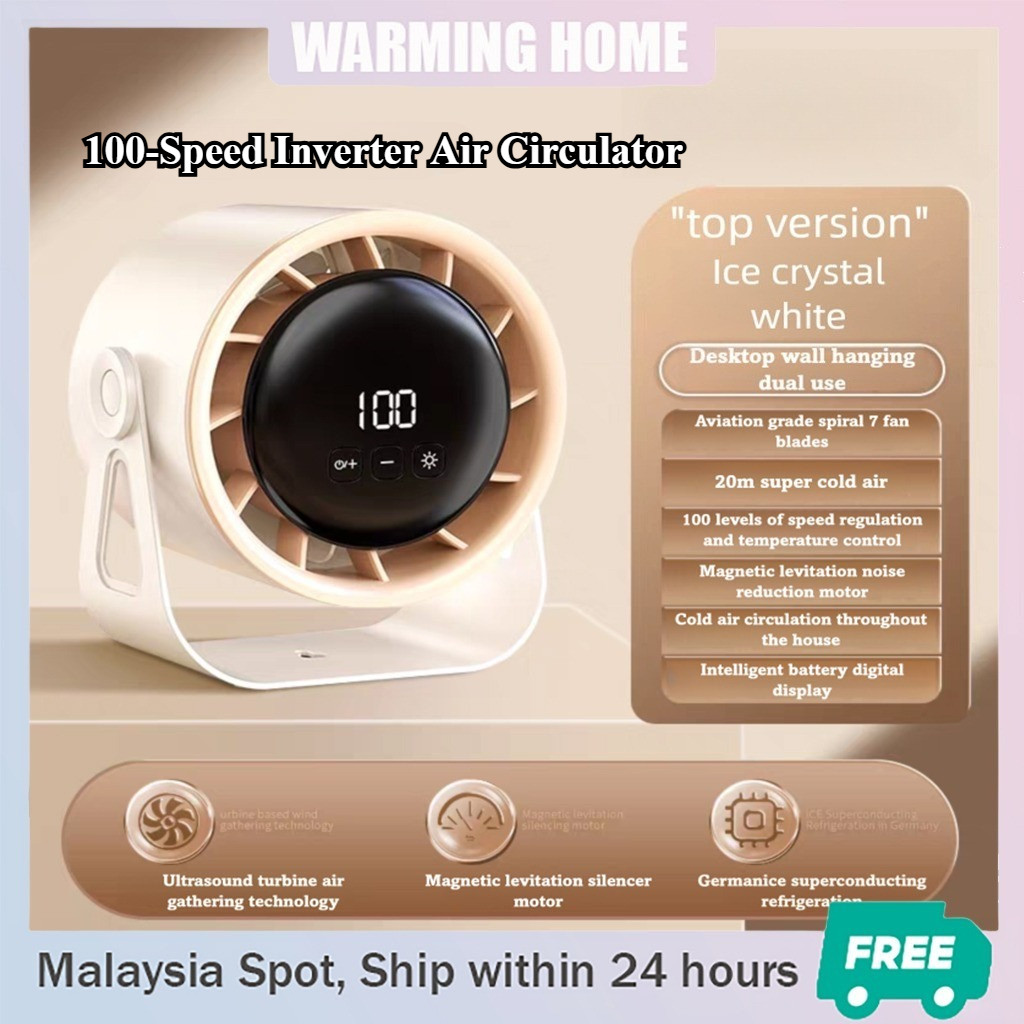 Desk Fan 60000mAh Rechargeable Fan 360° Air Circulation Fan 100-Speed Adjustable Table Fan Desktop Fan Wall-Mounted Fan