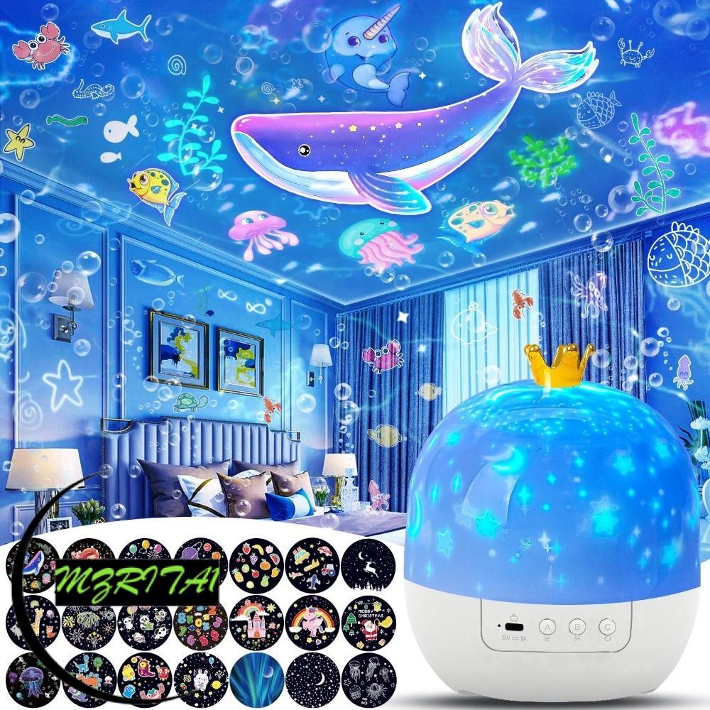 MARITA1 Star Galaxy Projector, 21 Sets of Films Gifts Night Lights for Kids, Ocean 360 Rotating Home Decoration Lamp Bedroom