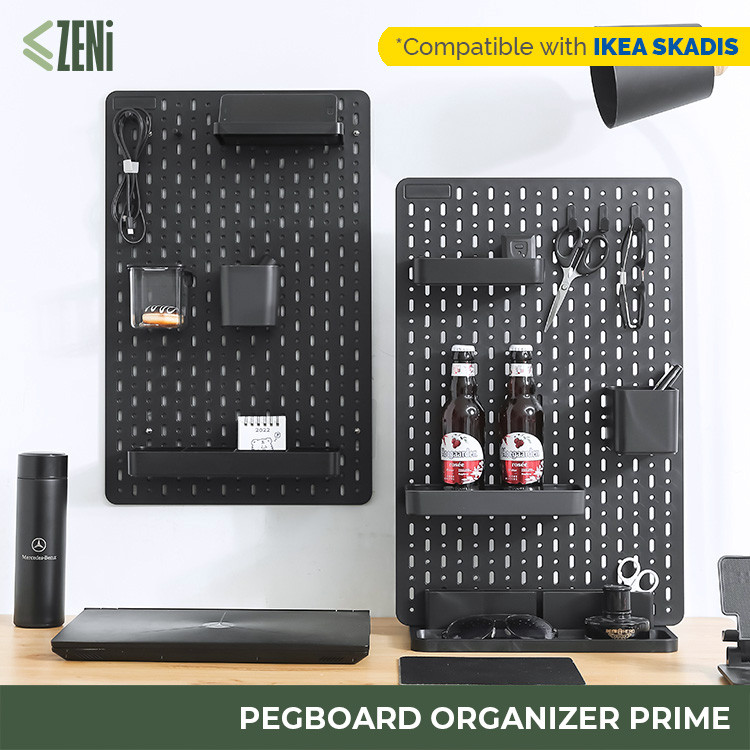 ZENi Pegboard Organizer PRIME | Phone Holder & Wall Shelf Accessories | Compatible with IKEA SKADIS