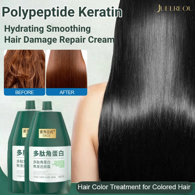 Ready stock【Repairs damaged/frizzy hair】Topeng rambut pelembap keratin peptidaBuy 1 free 1❗❗多肽角蛋白发膜✨ Krim pemulihan rambut terbakar| Krim pembaikan rambut licin | Simpan rambut kering dan keriting | Meningkatkan kualiti rambut| Rambut licin berakhir