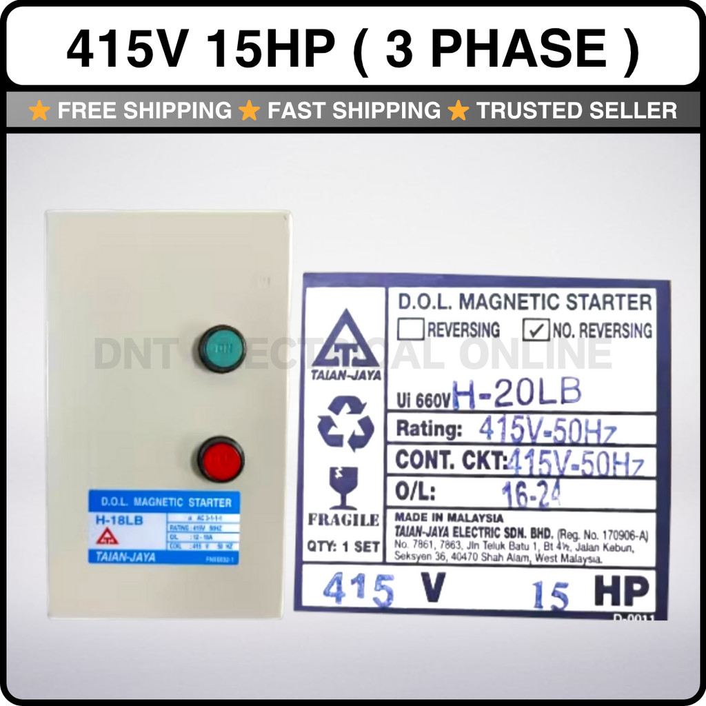 TAIAN JAYA DOL Magnetic Starter Motor Starter AirCond Water Pump Starter - 240Volt 1HP Horsepower 0.