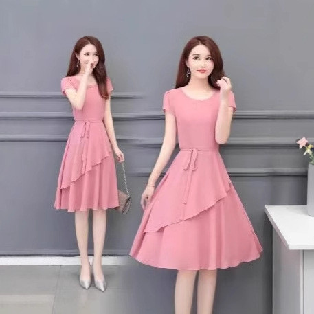 High-Quality Mid-Length A-Line Dress with Slimming Fit and Large Size Options