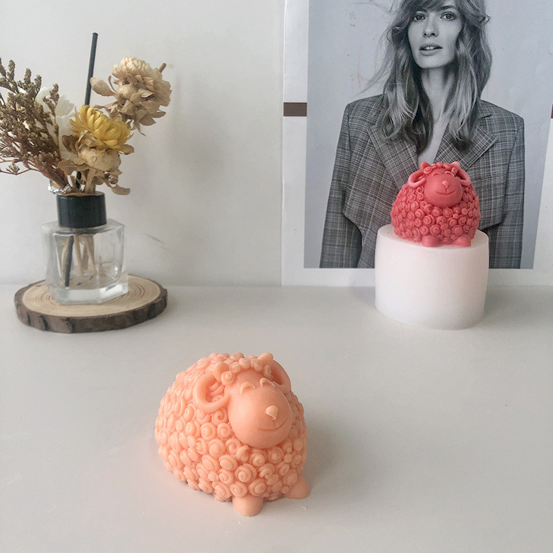 Cute Sheep Animal Style Silicone Mold diy Scented Candle Aromatherapy Plaster Handmade…