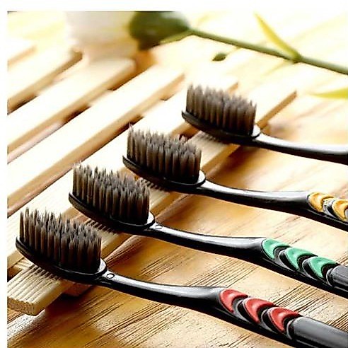 Travel Bamboo Charcoal Toothbrush Dental Tongue Cleaner Soft Toothbrush