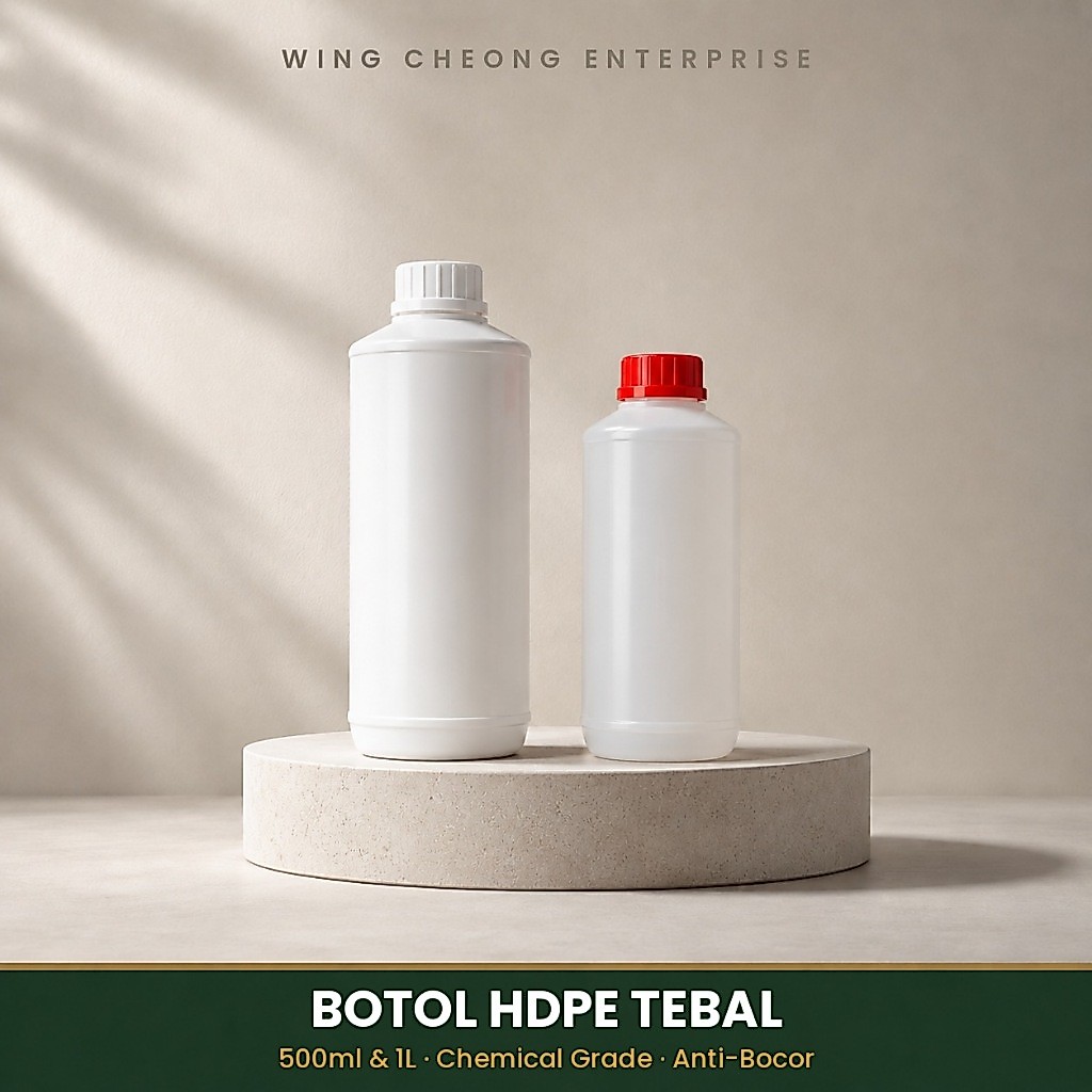 Botol HDPE Tebal 500ml 1L - Botol Sabun Pencuci Detergen Hand Sanitizer Kimia - Stok Penang