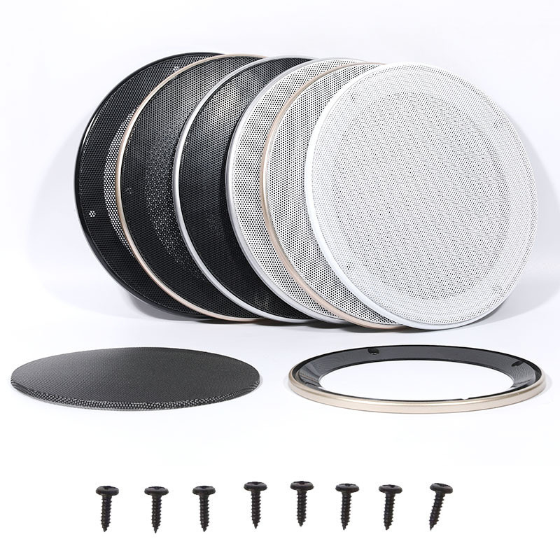 Gril speaker 4-inci-8-inci, aksesori pengubahsuaian speaker kereta, pelindung audio, cincin hiasan speaker jaring besi