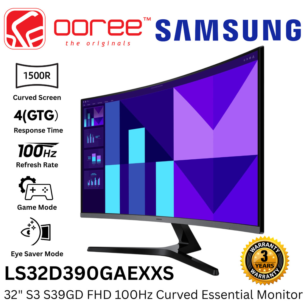 SAMSUNG 27" LS27D360GAEXXS S3 S36D / LS32D390GAEXXS S3 S39GD FHD VA LCD CURVED ESSENTIAL MONITOR (4(