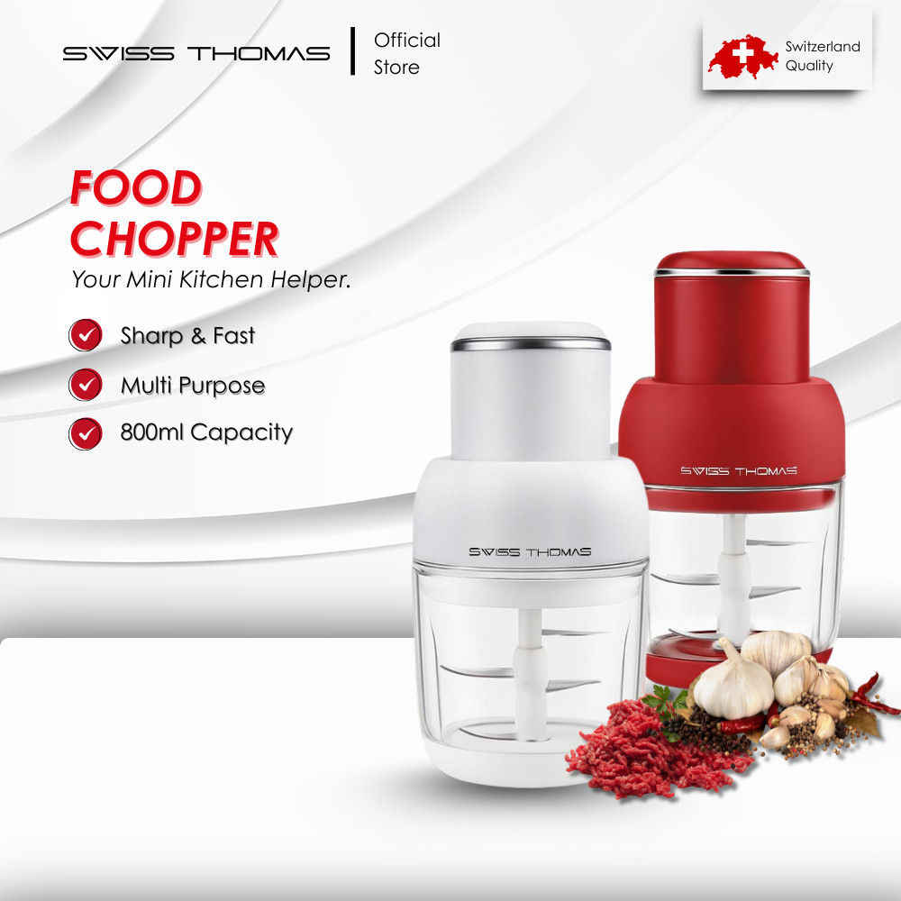 Swiss Thomas Mesin Pengisar Mini 800ML | Electric Food Chopper Blender,Mixer,Cutter, Shredder, Mincer,Grinder Pengisar