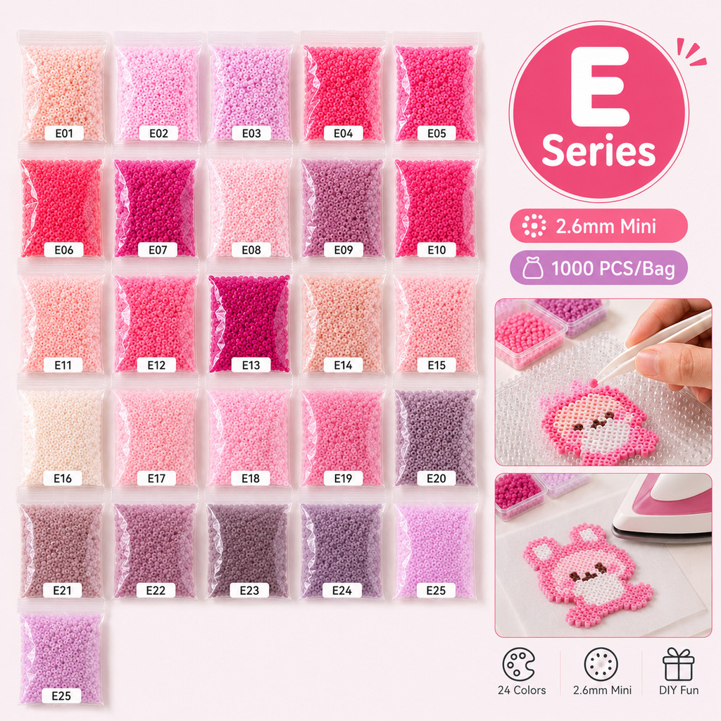 [MY Local Ready Stock]MARD E Series Mini Perler Beads Refill 24 Colors 2.6mm Fuse Beads Iron Beads for Pixel Art DIY Craft Kids 拼豆豆补充包