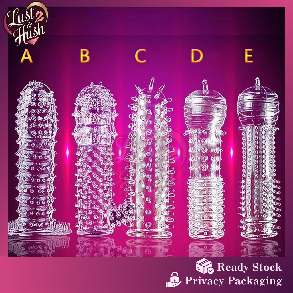 [Lust & Hush] Crystal Spike Reusable Condom Hot Penis Silicone Sleeve Kondom Tahan Lama Sex Toy 5 Styles