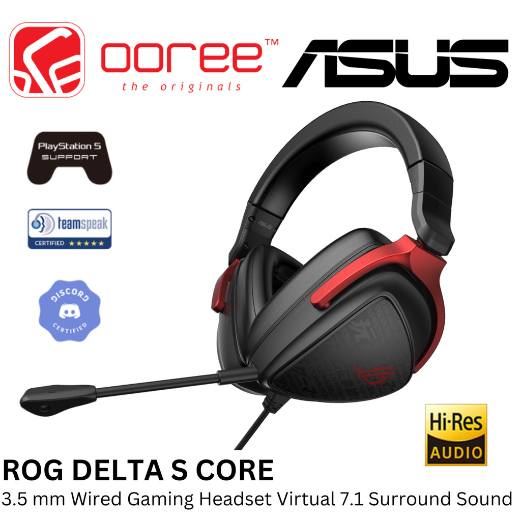 ASUS ROG DELTA S CORE WIRED 3.5 MM GAMING HEADSET WITH 50 MM ASUS ESSENCE DRIVERS AND VIRTUAL 7.1 SU