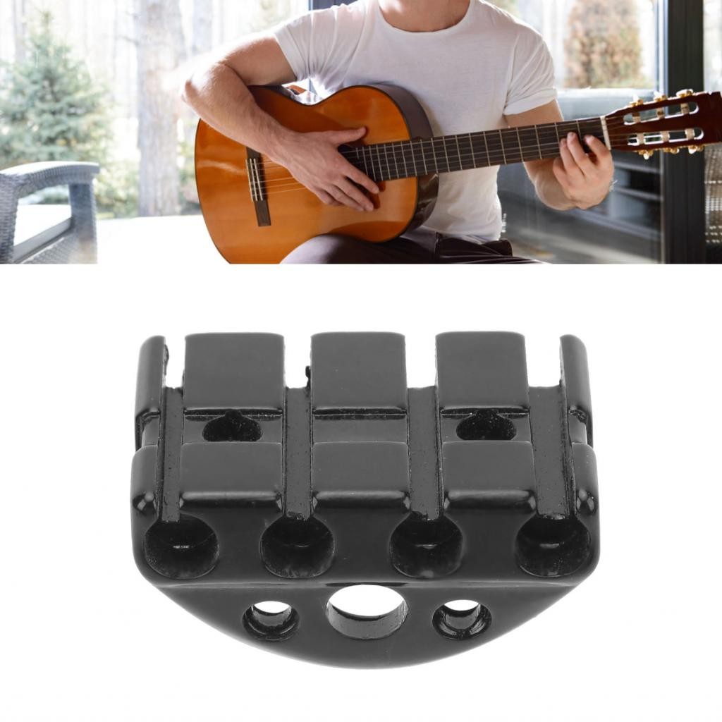 Electric Guitar Bridge  Headless 4 Strings Metal Sturdy Easy Installation Black for DIY