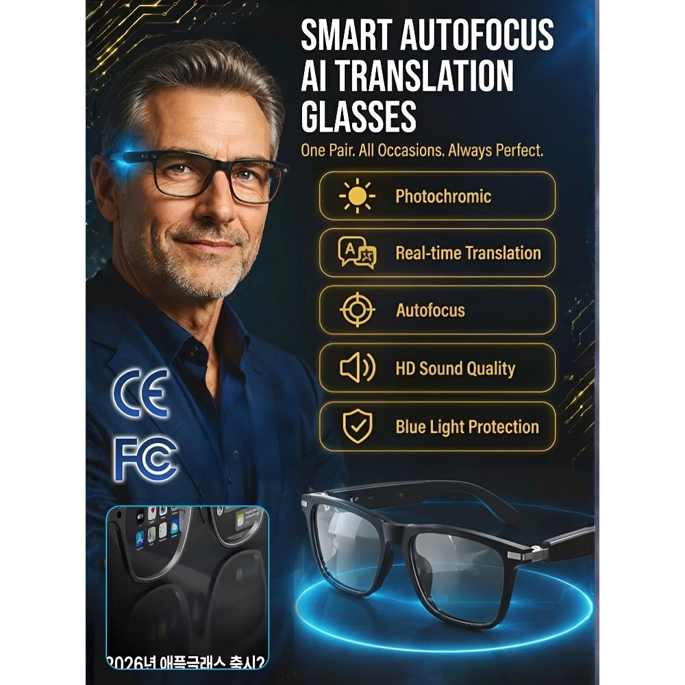 [Intelligent Zoom Feature] [Adaptive Lens Technology] Smart Zoom AI Translation Sunglasses Fashion Polarized Sunglasses/Smart/AI Translator UV Protection/AI Smart Sunglasses