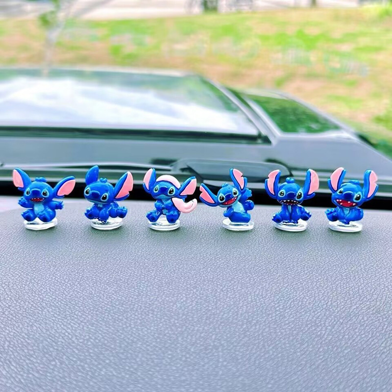 6/8PCS New Stitch Figure Doll Car Cute Jewelry Ornaments Creative Cartoon Decoration Supplies DIY Model Toy