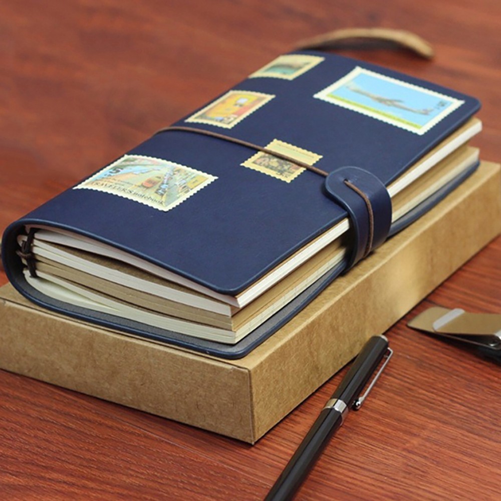 A6 Retro Notebook Leather Cover Journal with Kraft Paper Lined Paper for Daily School Student Notes Office Stationery