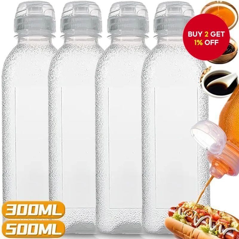 4PCS Kitchen Oil Bottles Plastic Seasoning Squeeze Bottle Ketchup Salad Sauce Olive Oil Dispenser Picnic BBQ Cooking Gadgets