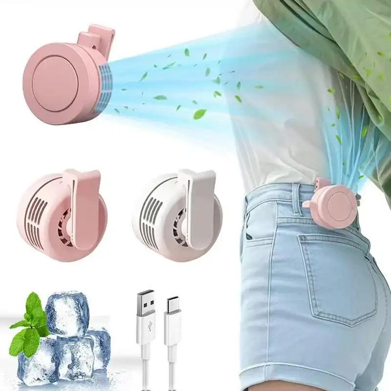 Kipas Elektrik Mini Tanpa Bilah Senyap Mudah Alih,360 °   Kipas Badan Peribadi Boleh Diputar, Boleh Dicas Semula Melalui USB dengan 3 Kelajuan Boleh Laras, Kipas Klip Pinggang Mini untuk Aktiviti Luar Seperti Mendaki, Berkhemah, dan Perjalanan.