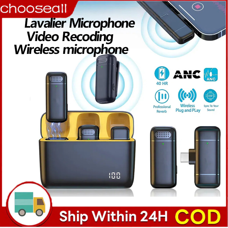 Microphone Wireless Live Lavalier Mini Lapel Mic With ANC Active Noise Cancelling for Smart Phone Android Type C iOS