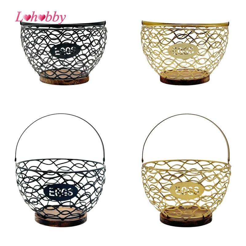 Lohobby Rustic Metal Chicken Egg Basket Decorative Egg Organizer Storage Basket Fruit H…