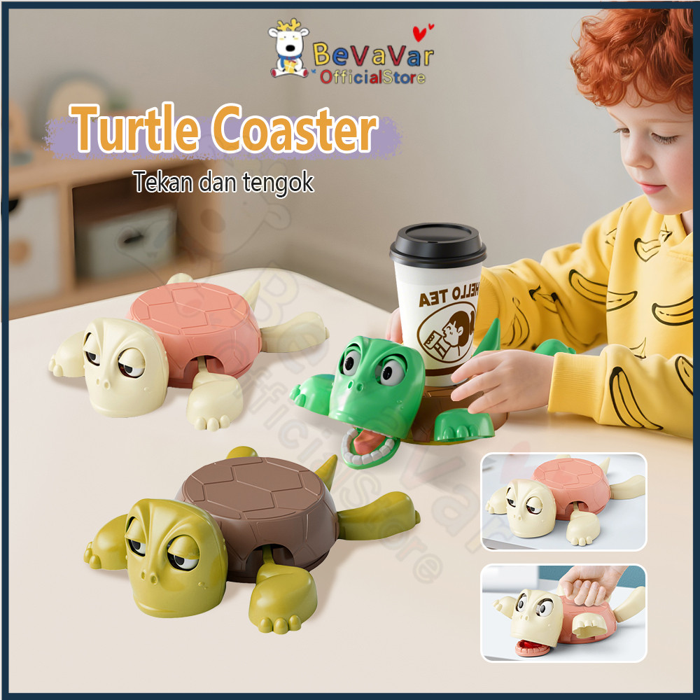 BEVAVAR Pemegang Cawan Kura-kura Funny Expression Turtle Coaster Plastics Pressing Pop-Up Turtle Cup Mat