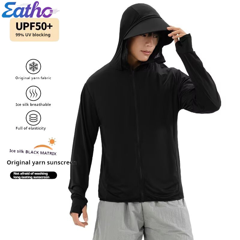 2026 New Unisex Summer UPF 50+ Ice Silk Mesh Sun Protection Clothing Zip Hoodie Long Sleeve Outdoor Clothes Fishing Hiking Jacket Black Grey White