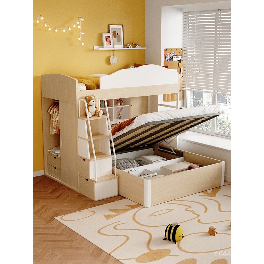 Katil 2 Tingkat dengan Meja, Tingkat Atas dan Bawah, Katil Kanak-kanak, Pangsapuri Kecil, Katil Double Berperingkat, TERN Offset Bersepadu