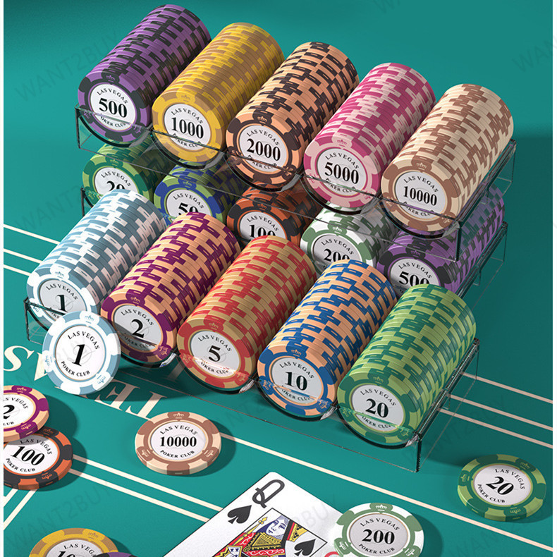 UMI 14g Premium Poker Chips with Value Casino Texas Hold 'em Bingo Game Playing Card Chip Token Accessories 德州扑克筹码
