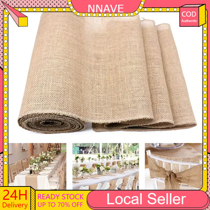 300CM Jute Table Runner Hessian Burlap Kain Wedding jute fabric Crafts Vintage Party Wedding Decoration Chair Decor