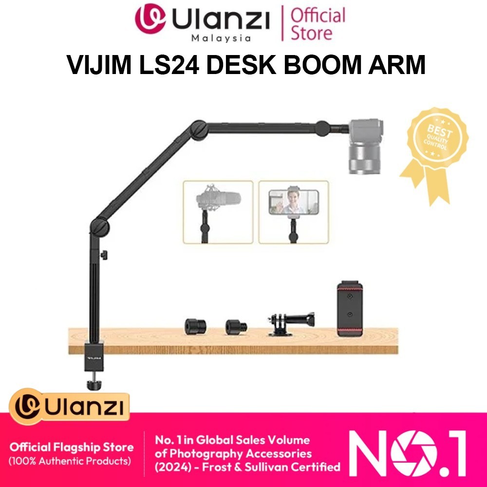 Ulanzi Vijim Desktop Microphone Boom Arm Stand Extend (1/4'' / 3/8'' / 5/8'') LS24 LS-24