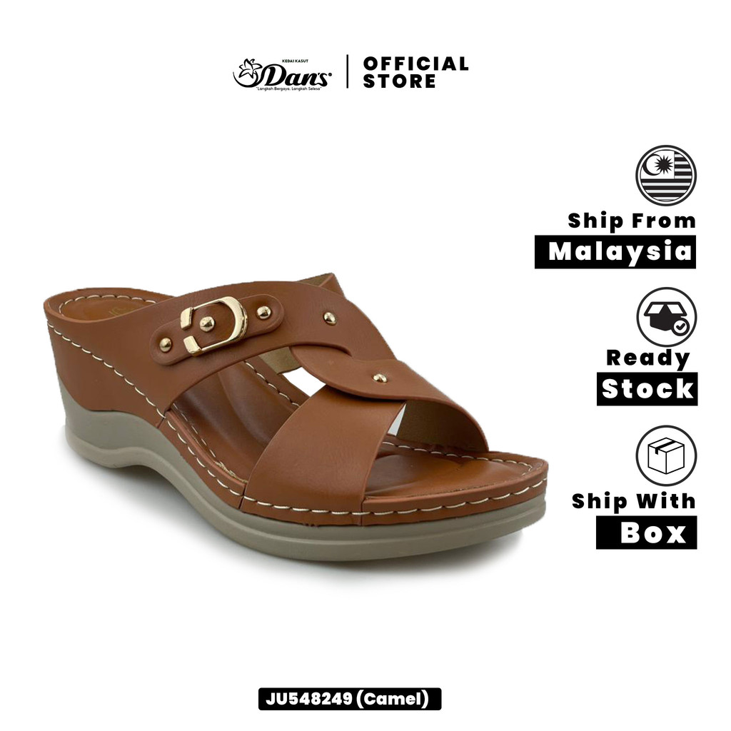 Dan's Kasut Tapak Lembut Selesa Ringan Comfort Wanita / Perempuan - Hitam / Camel JU548249