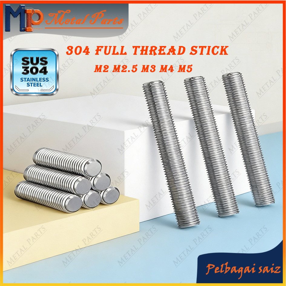 304 stainless steel full thread tooth stick tooth strip thick thread M2/M2.5/M3/M4/M5 * L16-500mm【MP-MY】
