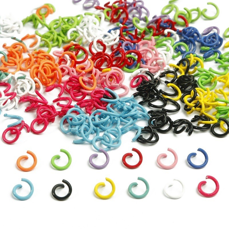 DIY Jewelry Accessories 1.2*10mm Metal Color Painted Single-Loop Connecting Ring Handmade Hanging Ring Opening Ring 50pcs