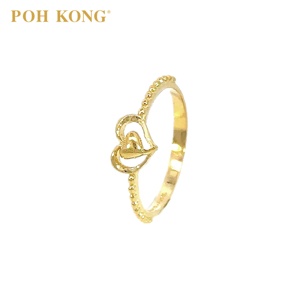 POH KONG 916/22K Yellow Gold Heart Shape Beads Sided Ring